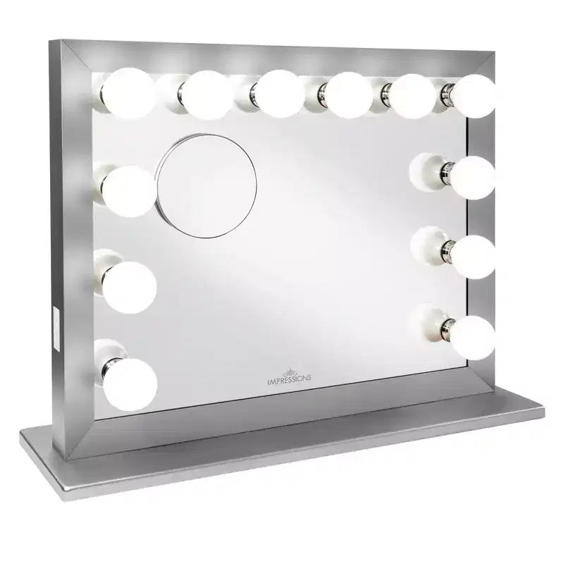 Miroir de courtoisie Hollywood à LED avec 12 ampoules, miroir grossissant magnétique 5X, Bluetooth, mural ou sur table