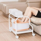 Karl Home White Portable Foot Bath Pedicure Trolley Cart with Foldable Board