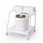 Chariot de pédicure portatif blanc avec baignoire pliante pour les pieds