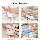 Chariot de pédicure portatif blanc avec baignoire pliante pour les pieds