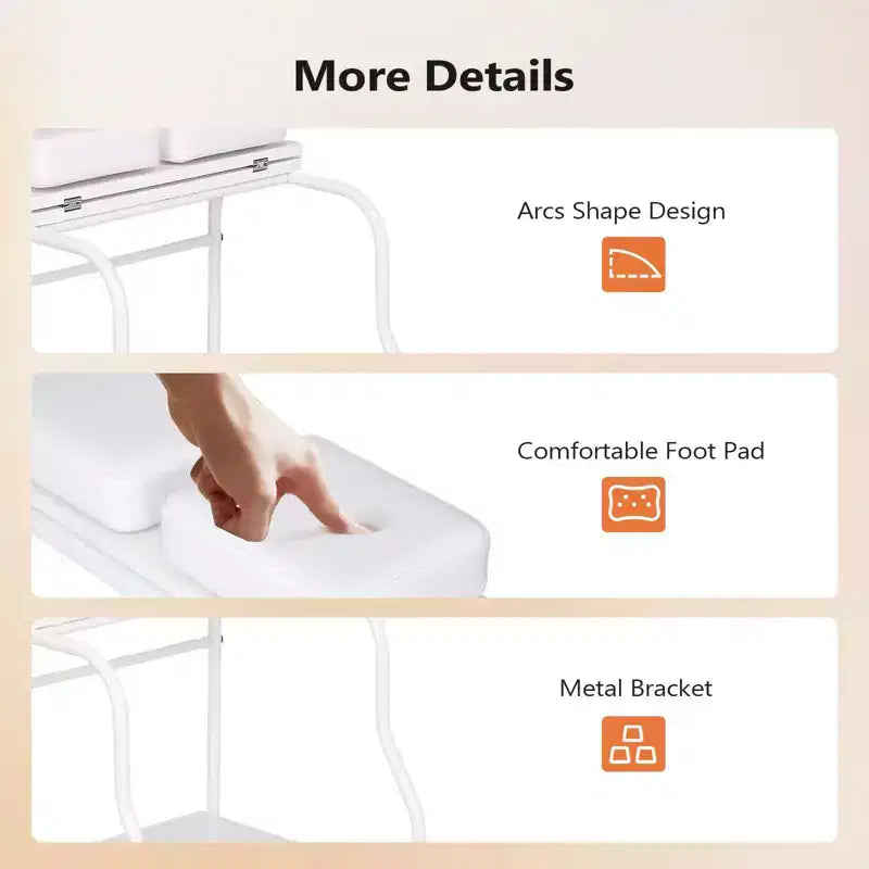 Chariot de pédicure portatif blanc avec baignoire pliante pour les pieds