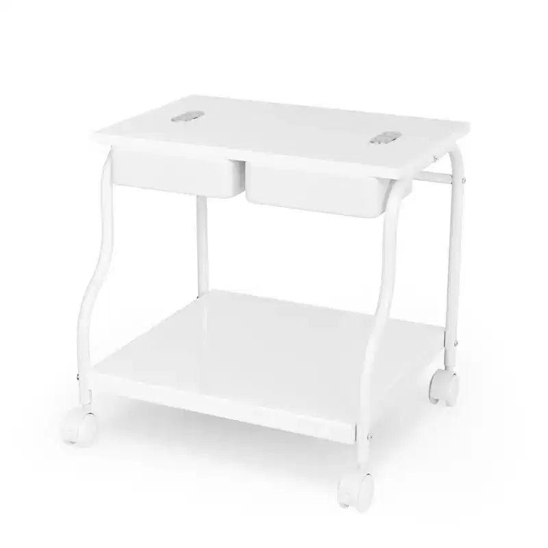 Chariot de pédicure portatif blanc avec baignoire pliante pour les pieds