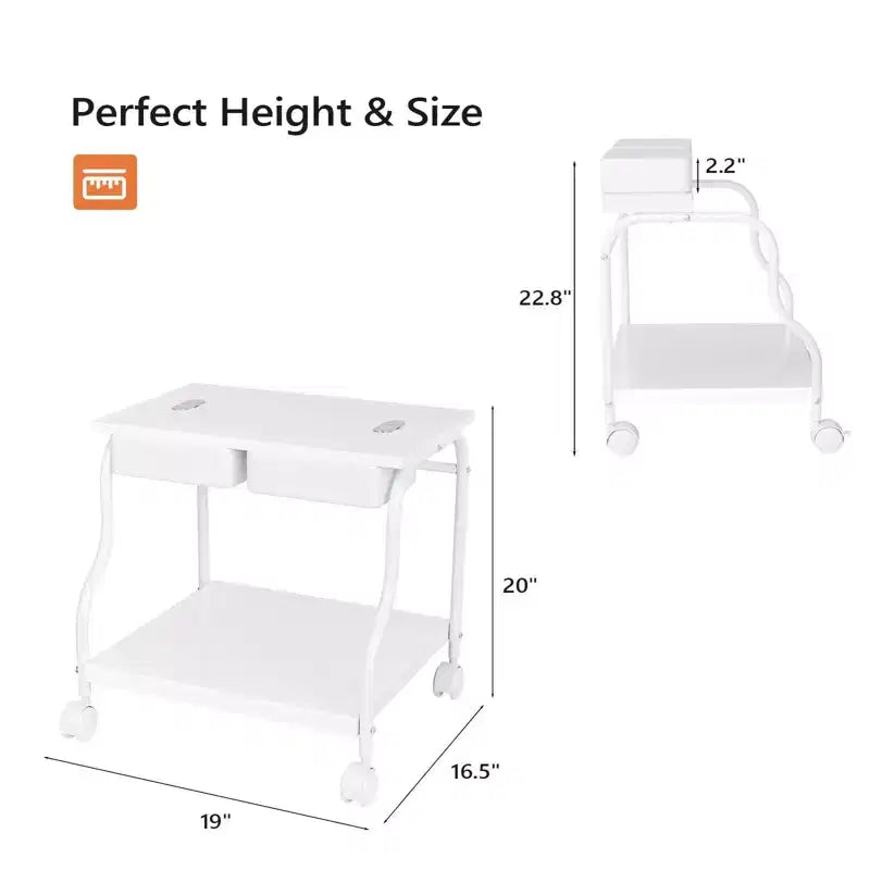 Chariot de pédicure portatif blanc avec baignoire pliante pour les pieds
