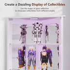 Vitrine d'angle avec lumières LED RVB, vitrine à 6 niveaux avec portes vitrées pour objets de collection, maison, bureau,