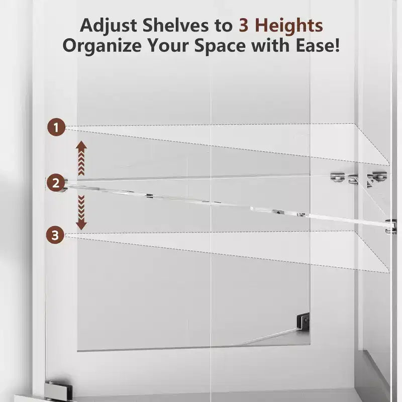 Vitrine d'angle avec lumières LED RVB, vitrine à 6 niveaux avec portes vitrées pour objets de collection, maison, bureau,