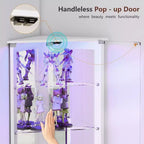 Vitrine d'angle avec lumières LED RVB, vitrine à 6 niveaux avec portes vitrées pour objets de collection, maison, bureau,