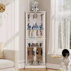 Vitrine d'angle avec lumières LED RVB, vitrine à 6 niveaux avec portes vitrées pour objets de collection, maison, bureau,