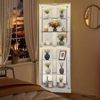 Vitrine d'angle avec lumières LED RVB, vitrine à 6 niveaux avec portes vitrées pour objets de collection, maison, bureau,