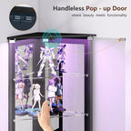 Vitrine d'angle avec lumières LED RVB, vitrine à 6 niveaux avec portes vitrées pour objets de collection, maison, bureau,