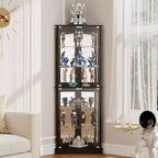 Vitrine d'angle avec lumières LED RVB, vitrine à 6 niveaux avec portes vitrées pour objets de collection, maison, bureau,