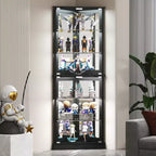 Skyzoo Corner Display Cabinet with RGB LED Lights, 6-Tier Curio Cabinet with glass doors for Collectibles, Home, Office,