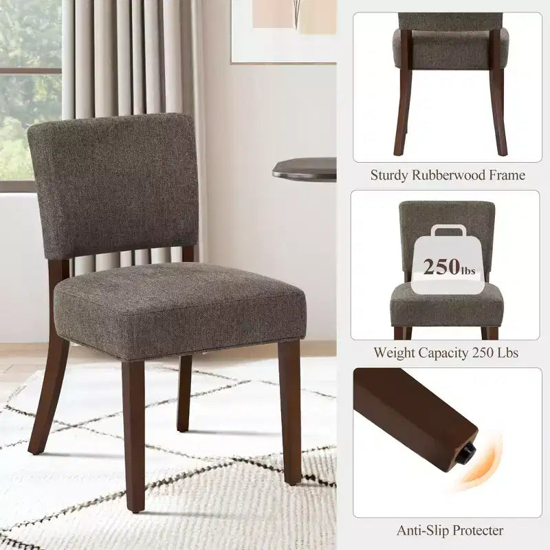 Lot de 2 chaises de salle à manger capitonnées modernes du milieu du siècle avec pieds en bois, chaises de cuisine en tissu avec dossier pour salle à manger ou restaurant