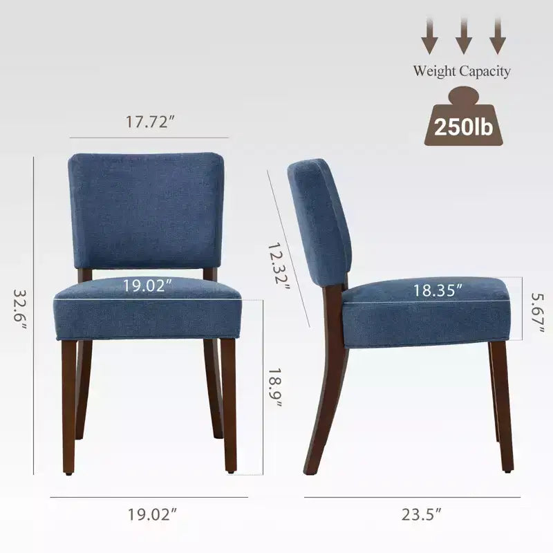Lot de 2 chaises de salle à manger capitonnées modernes du milieu du siècle avec pieds en bois, chaises de cuisine en tissu avec dossier pour salle à manger ou restaurant