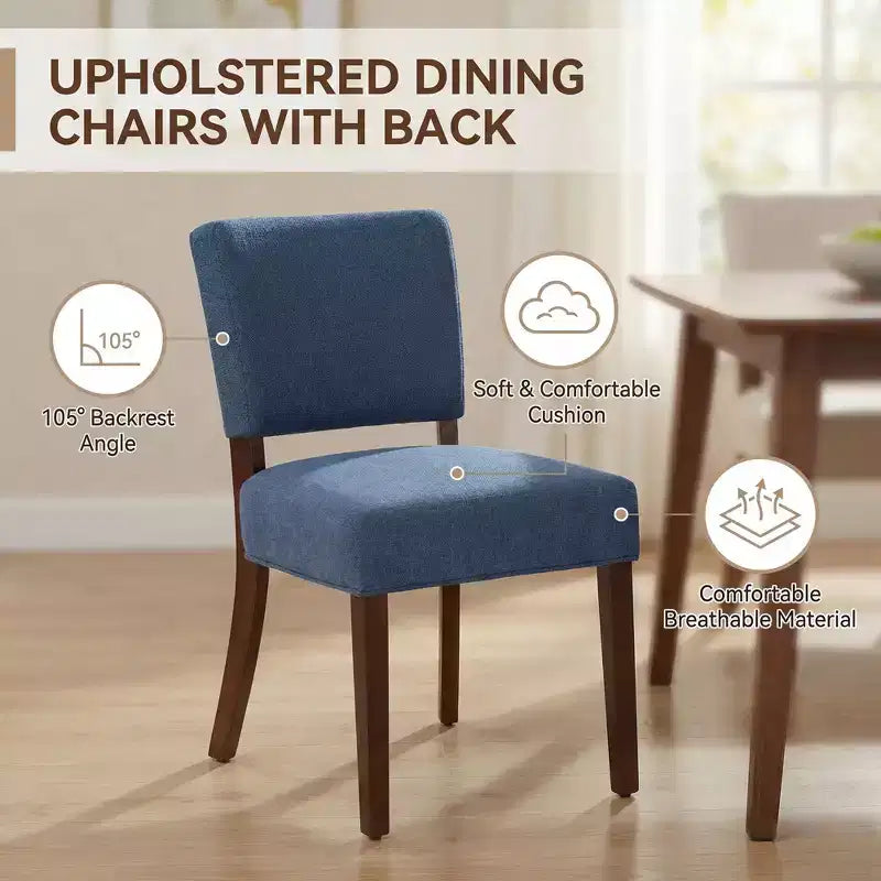Lot de 2 chaises de salle à manger capitonnées modernes du milieu du siècle avec pieds en bois, chaises de cuisine en tissu avec dossier pour salle à manger ou restaurant