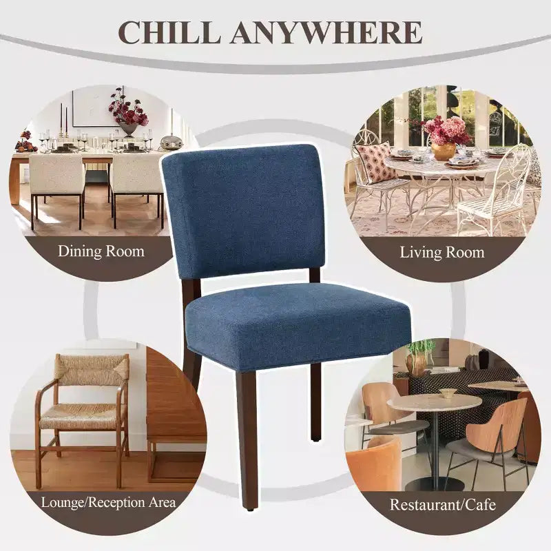 Lot de 2 chaises de salle à manger capitonnées modernes du milieu du siècle avec pieds en bois, chaises de cuisine en tissu avec dossier pour salle à manger ou restaurant