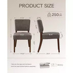 Lot de 2 chaises de salle à manger capitonnées modernes du milieu du siècle avec pieds en bois, chaises de cuisine en tissu avec dossier pour salle à manger ou restaurant