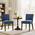 Set of 2 Mid-Century Modern Upholstered Dining Chairs with Wood Legs, Fabric Kitchen Side Chairs with Back for Dining Room or Restaurant