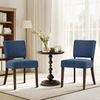 Set of 2 Mid-Century Modern Upholstered Dining Chairs with Wood Legs, Fabric Kitchen Side Chairs with Back for Dining Room or Restaurant