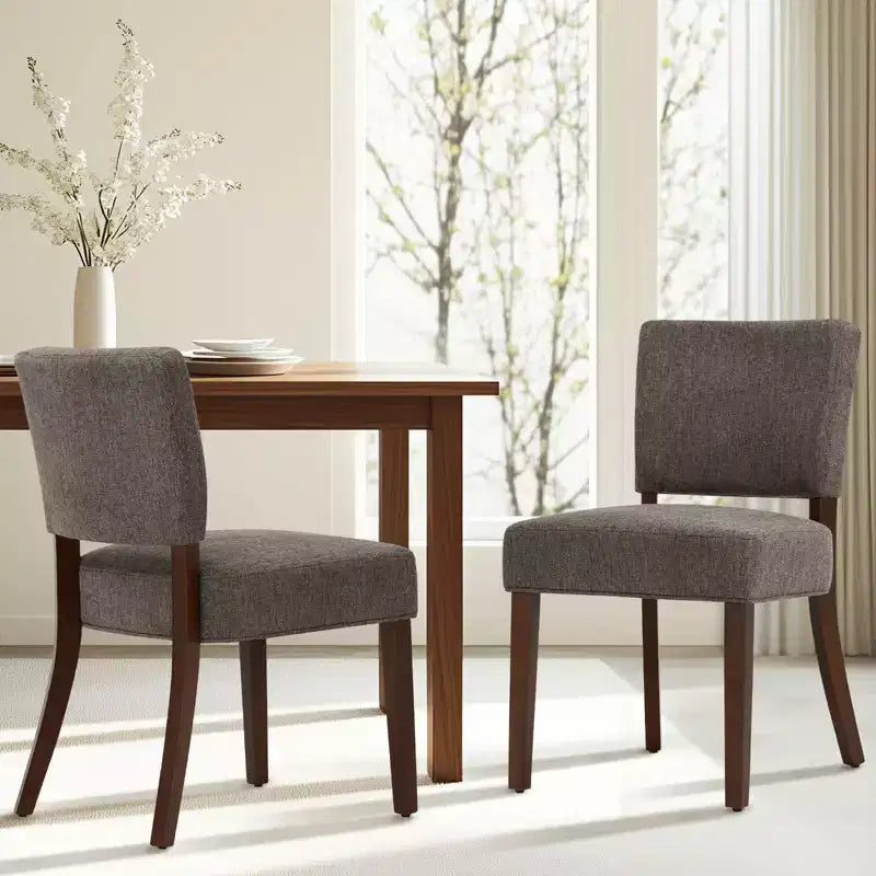 Lot de 2 chaises de salle à manger capitonnées modernes du milieu du siècle avec pieds en bois, chaises de cuisine en tissu avec dossier pour salle à manger ou restaurant