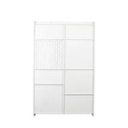 Bibliothèque de 200 cm de haut avec 9 casiers, panneau perforé et 3 tiroirs, grande étagère en bois, blanc