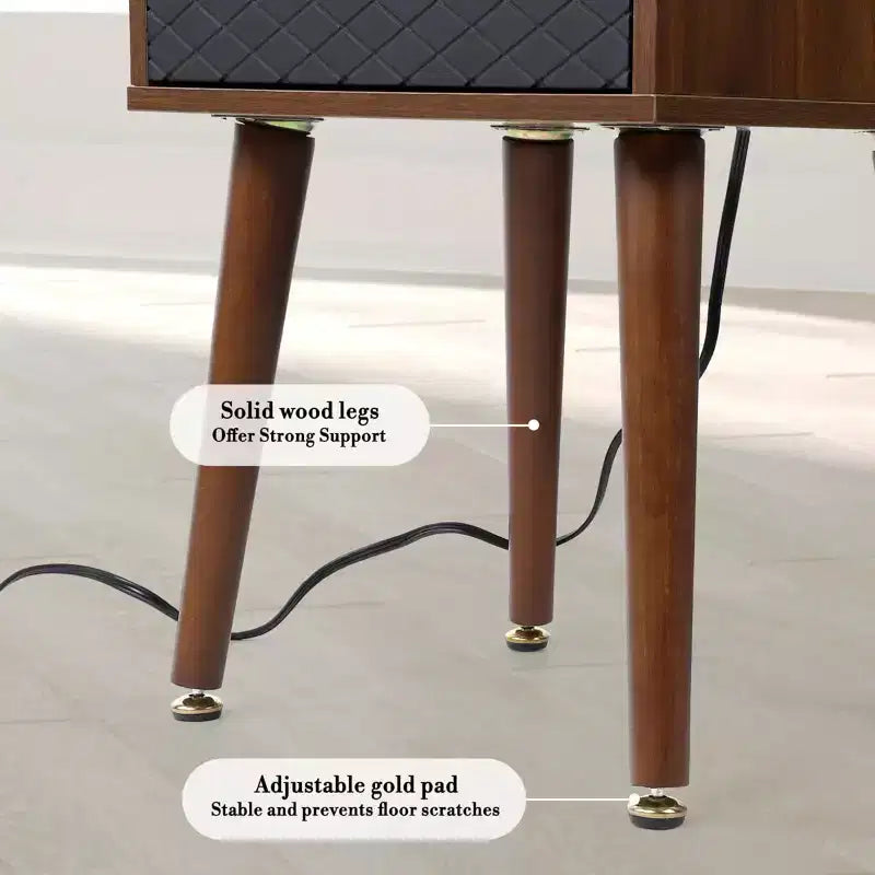 Table d'appoint moderne du milieu du siècle, table de chevet en bois, table d'appoint avec 2 niveaux de rangement, pour chambre à coucher, salon