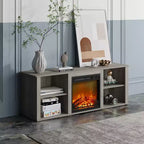 Meuble TV moderne pour téléviseurs jusqu'à 65 pouces avec cheminée électrique de 1400 W