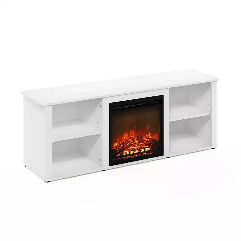 Meuble TV moderne pour téléviseurs jusqu'à 65 pouces avec cheminée électrique de 1400 W