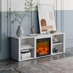Meuble TV moderne pour téléviseurs jusqu'à 65 pouces avec cheminée électrique de 1400 W