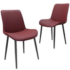 Chaise de salle à manger en cuir PU rouge avec pieds en métal, fauteuils sans accoudoirs rembourrés à motif de vagues