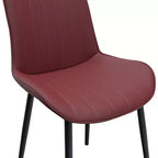 Chaise de salle à manger en cuir PU rouge avec pieds en métal, fauteuils sans accoudoirs rembourrés à motif de vagues