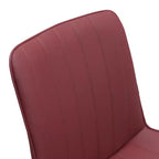 Chaise de salle à manger en cuir PU rouge avec pieds en métal, fauteuils sans accoudoirs rembourrés à motif de vagues