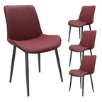 Chaise de salle à manger en cuir PU rouge avec pieds en métal, fauteuils sans accoudoirs rembourrés à motif de vagues