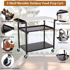 Table de chariot de barbecue extérieur à 4 roues, Table de four à pizza en acier inoxydable pour l'extérieur, Station de cuisson mobile