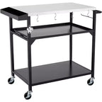 Table de chariot de barbecue extérieur à 4 roues, Table de four à pizza en acier inoxydable pour l'extérieur, Station de cuisson mobile