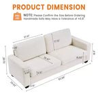 Canapé 3 places, Canapé moderne avec 2 coussins, Canapé confortable