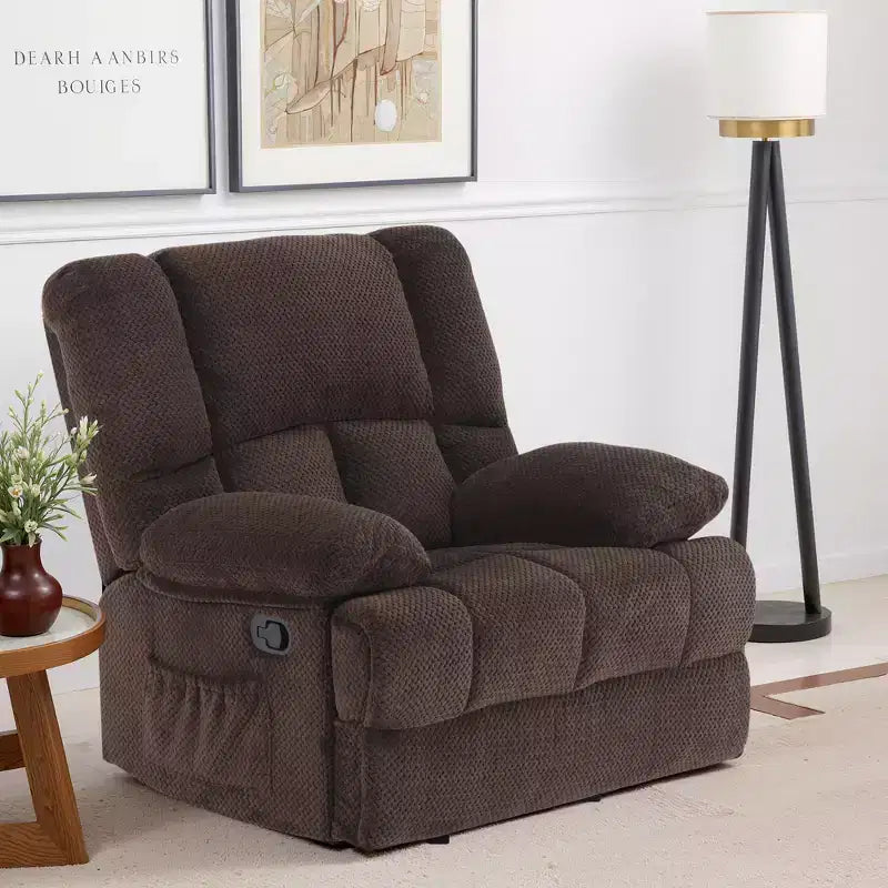 MAYEERTY Chocolate Oversized Rocking Recliner Chair For Adults Living Room