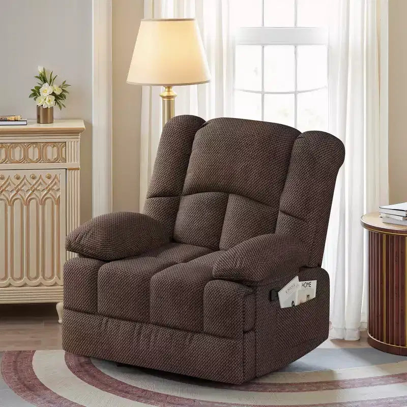 Fauteuil inclinable à bascule surdimensionné en chocolat pour le salon des adultes