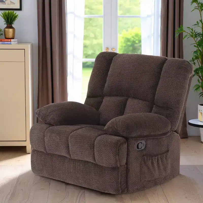 Fauteuil inclinable à bascule surdimensionné en chocolat pour le salon des adultes