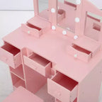 Coiffeuses pour enfants avec lumières, table de maquillage pour enfants, 3 miroirs et tiroir, coiffeuse princesse en bois, coiffeuse pour tout-petits