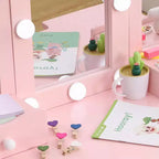 Coiffeuses pour enfants avec lumières, table de maquillage pour enfants, 3 miroirs et tiroir, coiffeuse princesse en bois, coiffeuse pour tout-petits