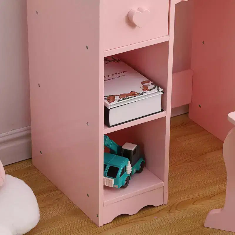 Coiffeuses pour enfants avec lumières, table de maquillage pour enfants, 3 miroirs et tiroir, coiffeuse princesse en bois, coiffeuse pour tout-petits
