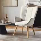 Fauteuil d'appoint à dossier haut et pieds en bois, avec revêtement capitonné, pour salon ou chambre à coucher
