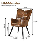 Fauteuil d'appoint à dossier haut et pieds en bois, avec revêtement capitonné, pour salon ou chambre à coucher