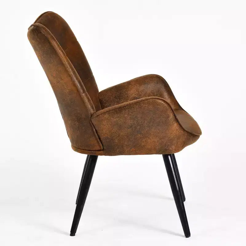 Fauteuil d'appoint à dossier haut et pieds en bois, avec revêtement capitonné, pour salon ou chambre à coucher