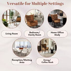 Fauteuil d'appoint à dossier haut et pieds en bois, avec revêtement capitonné, pour salon ou chambre à coucher