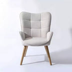 Fauteuil d'appoint à dossier haut et pieds en bois, avec revêtement capitonné, pour salon ou chambre à coucher