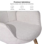 Fauteuil d'appoint à dossier haut et pieds en bois, avec revêtement capitonné, pour salon ou chambre à coucher