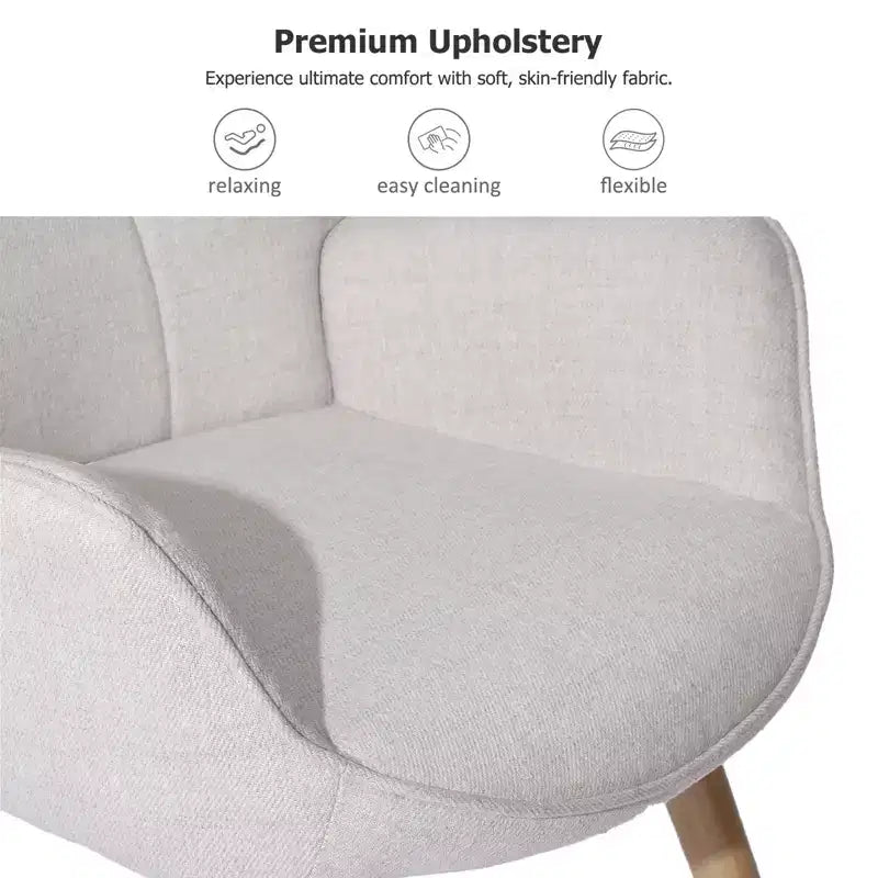 Fauteuil d'appoint à dossier haut et pieds en bois, avec revêtement capitonné, pour salon ou chambre à coucher