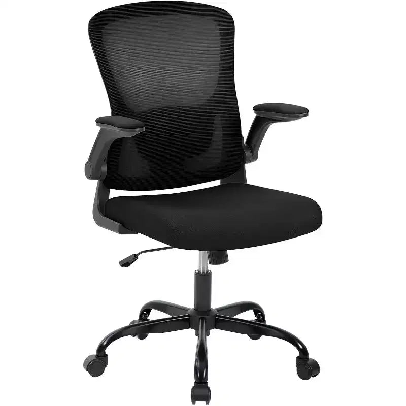 Fauteuil de bureau ergonomique haut de gamme en maille grise - Hauteur réglable, accoudoirs relevables et support lombaire - Siège pivotant confortable pour la maison, le jeu et le travail