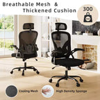 Chaise de bureau ergonomique - Avec appui-tête, accoudoirs relevables et support lombaire réglable (noir)